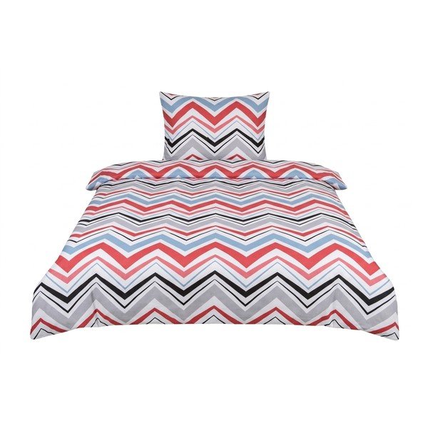 Modré/šedé 3dílné povlečení na jednolůžko z bavlněného saténu 140x200 cm Marina – JAHU collections