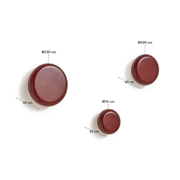 Červené nástěnné dřevěné háčky v sadě 3 ks Nadue – Kave Home-image-3