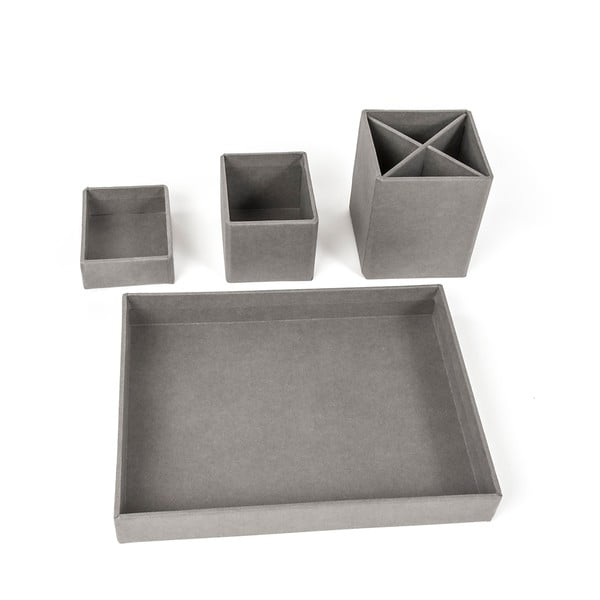 Šedý 4dílný stolní organizér na psací pomůcky Bigso Box of Sweden Lena-image-3