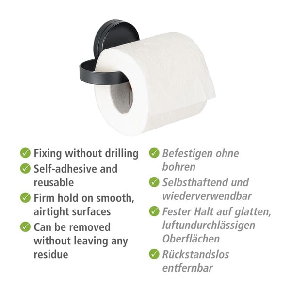 Černý držák na toaletní papír Wenko Static-Loc® Pavia-image-3