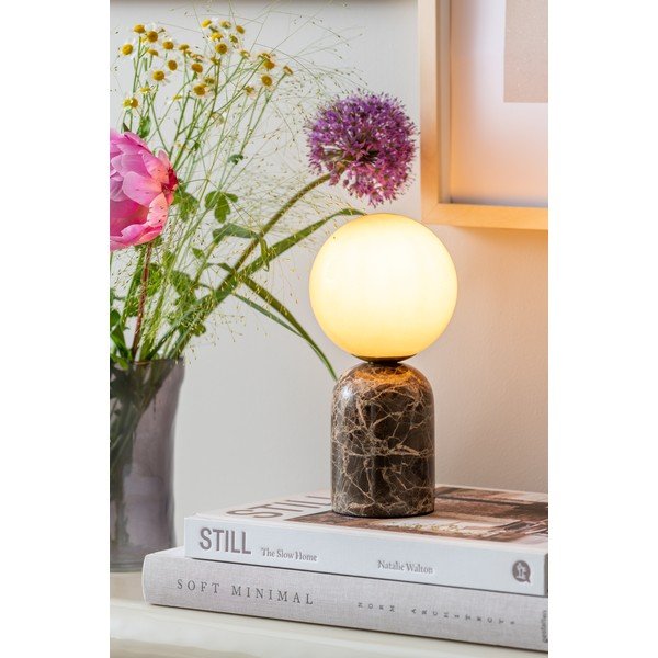 Tmavě hnědá mramorová stolní lampa (výška 20 cm) Lazio Sphere – Leitmotiv-image-1