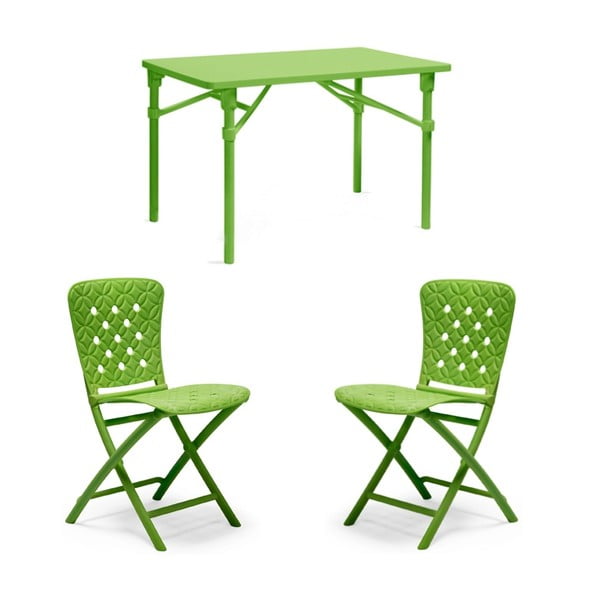 Sada 2ks skládací židle Zac Spring Lime + skládací stůl Zic Lime