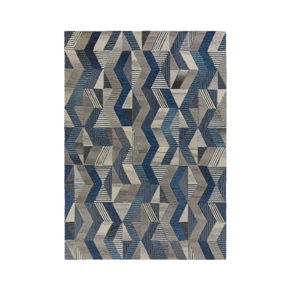 Modrý vlněný koberec Flair Rugs Asher, 120 x 170 cm