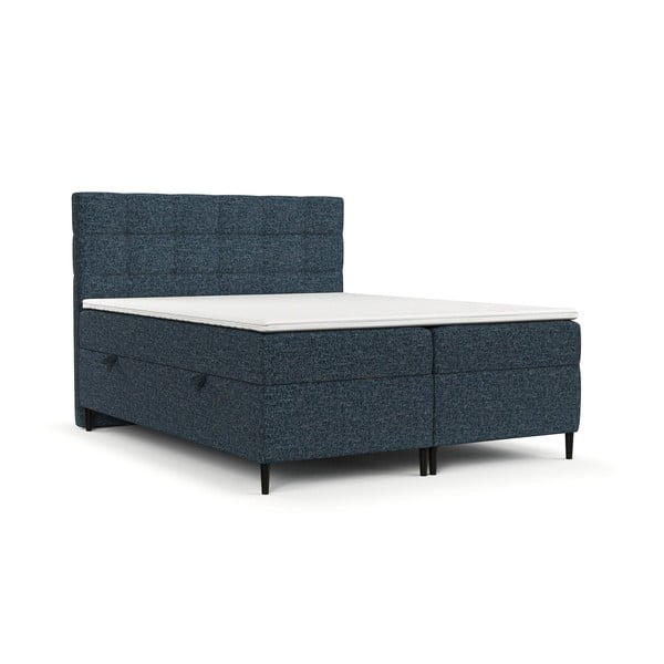 Tmavě modrá boxspring postel s úložným prostorem 160x200 cm Urbaneo – Maison de Rêve