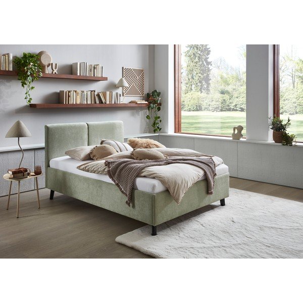 Světle zelená čalouněná dvoulůžková postel s roštem 140x200 cm Piano – Meise Möbel-image-1