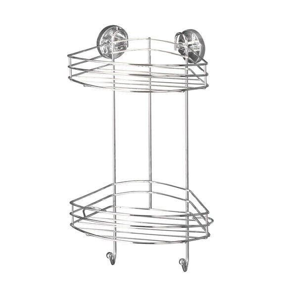 Samodržící rohová dvoupatrová polička Wenko Vacuum-Loc, nosnost až 33 kg-image-2