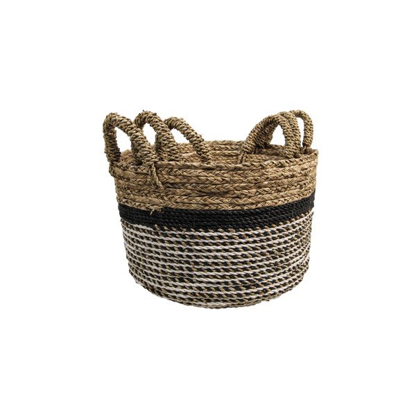 Sada 3 úložných košíků HSM collection Raffia Natural Gris-image-1