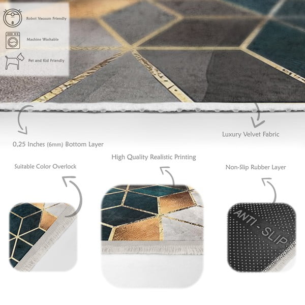 Bílo-petrolejový pratelný koberec 120x180 cm – Mila Home-image-3