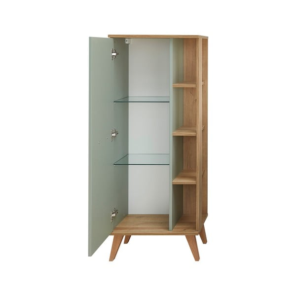 Zelená vysoká koupelnová skříňka v dekoru dubu 51x128 cm Set 963 - Pelipal-image-3