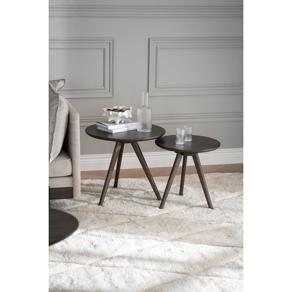 Kulaté odkládací stolky z dubového dřeva v sadě 2 ks ø 50 cm Yumi – Rowico-image-1