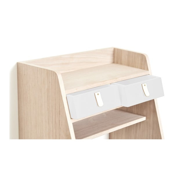 Nástěnná police v dekoru dubového dřeva s 2 bílými zásuvkami HARTÔ Suzon-image-4