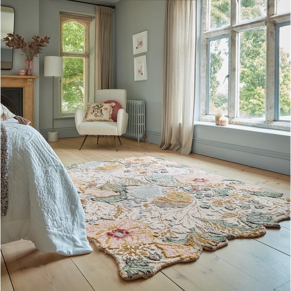 Světle růžový ručně tkaný vlněný koberec 200x290 cm Daphne Shaped Floral – Flair Rugs-image-1