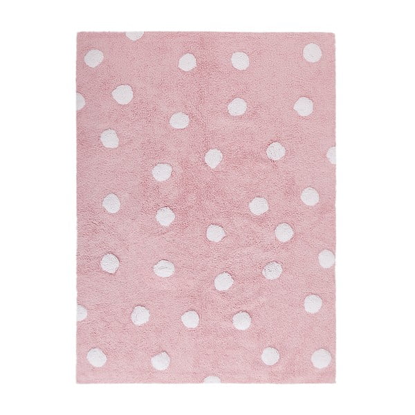 Růžový bavlněný ručně vyráběný koberec Lorena Canals Polka, 120 x 160 cm