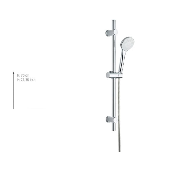 Sprchový set z nerezové oceli ve stříbrné barvě s ruční sprchou/s posuvným držákem 70 cm Uno – Allstar-image-3