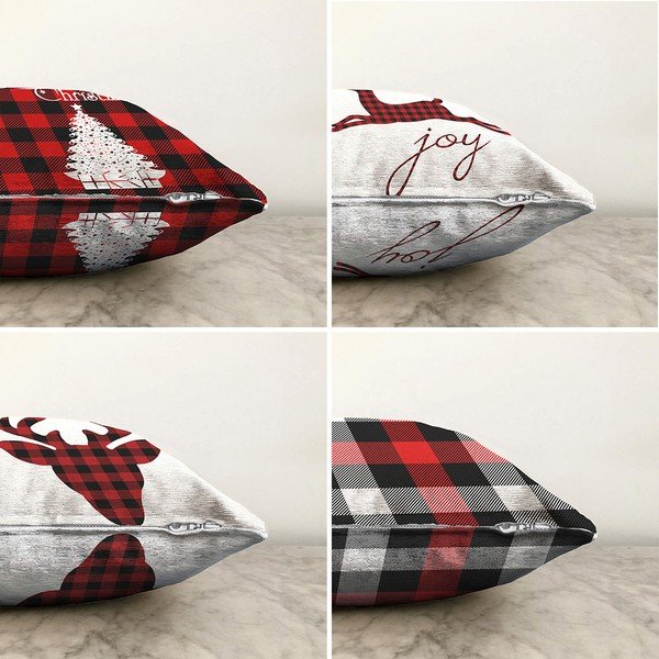 Sada 4 vánočních žinylkových povlaků na polštář Minimalist Cushion Covers Christmas Tartan, 55 x 55 cm-image-1
