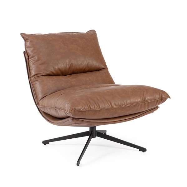 Koňakově hnědé křeslo s úložným prostorem z imitace kůže Alanez – Bizzotto