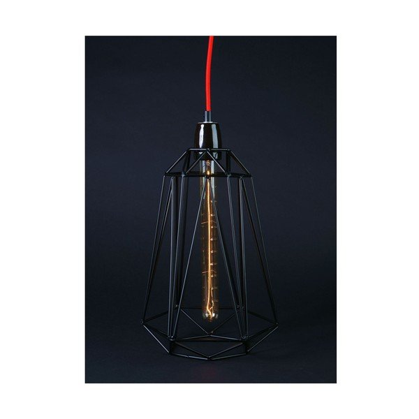 Světlo s černým stínítkem a červeným kabelem Filament Style Diamond #3-image-1
