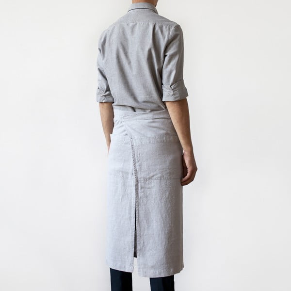 Světle šedá lněná zástěra Linen Tales Garcon, délka 76 cm-image-1