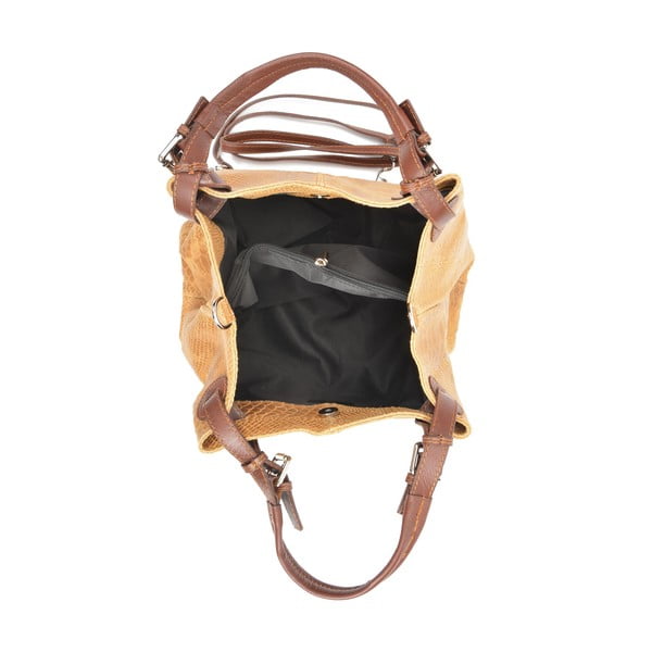 Světle hnědá kožená kabelka Luisa Vannini Python Cognac-image-3