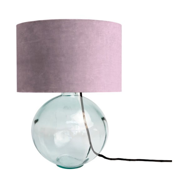 Fialová lampa z ručně foukaného skla se sametovým stínítkem Velvet Atelier