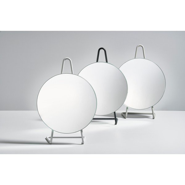 Šedé ocelové stolní kosmetické zrcadlo Zone A-Mirror Soft Grey, ø 31 cm-image-1