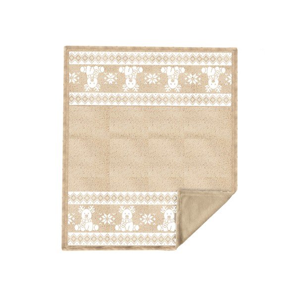 Béžová flanelová deka s vánočním motivem 130x160 cm XMAS – Tiseco Home Studio