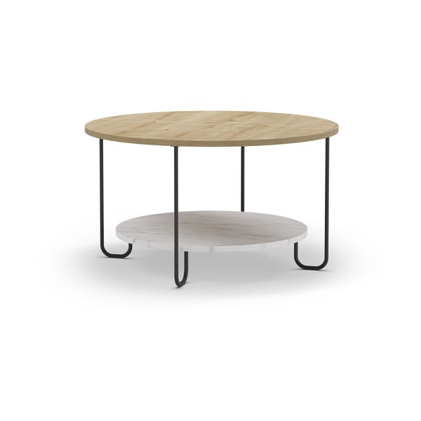 Kulatý konferenční stolek s deskou v dubovém dekoru v přírodní barvě ø 80 cm Tonka – Marckeric