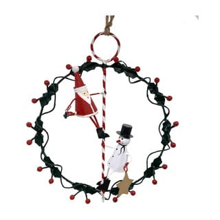 Nástěnný vánoční věnec  ø 14 cm Santa & Snowman on Wreath - G-Bork