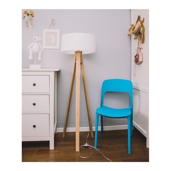 Stojací lampa s bílým stínítkem a transparentním kabelem Ragaba Wanda-image-2