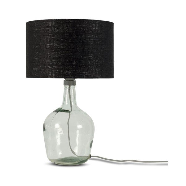 Stolní lampa s černým stínidlem a konstrukcí z recyklovaného skla Good&Mojo Murano, ⌀ 30 cm