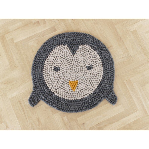 Dětský kuličkový vlněný koberec Wooldot Ball Rugs Penguin, ⌀ 90 cm