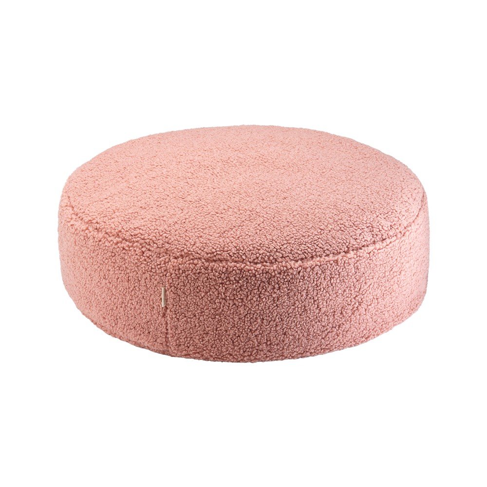 Růžový dětský sedací vak z textilie bouclé Round – Wigiwama