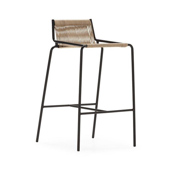 Béžová kovová barová židle (výška sedáku 65 cm) Emily – Marckeric