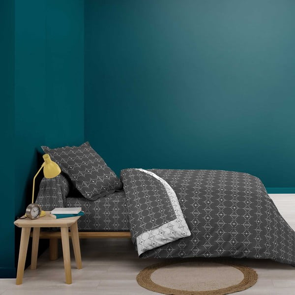 Tmavě šedý bavlněný povlak na peřinu na jednolůžko 140x200 cm Aristide – douceur d'intérieur-image-3
