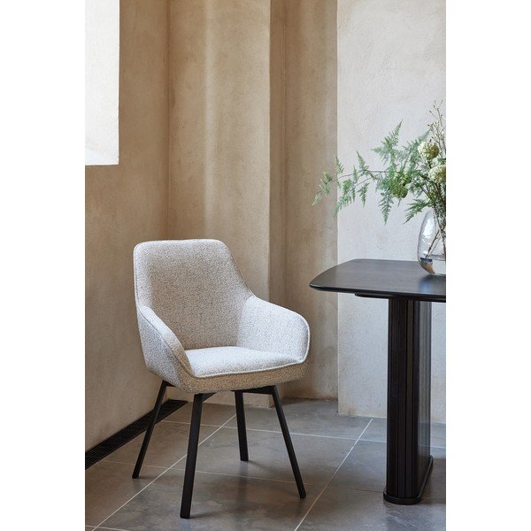 Světle šedé čalouněné jídelní křeslo s područkami Alma – Unique Furniture-image-1