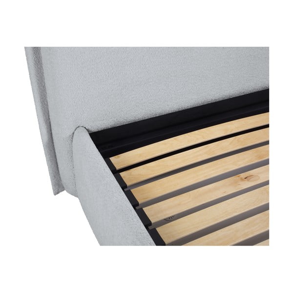 Šedá čalouněná dvoulůžková postel s úložným prostorem a roštem 180x200 cm Armie – Milo Casa-image-4