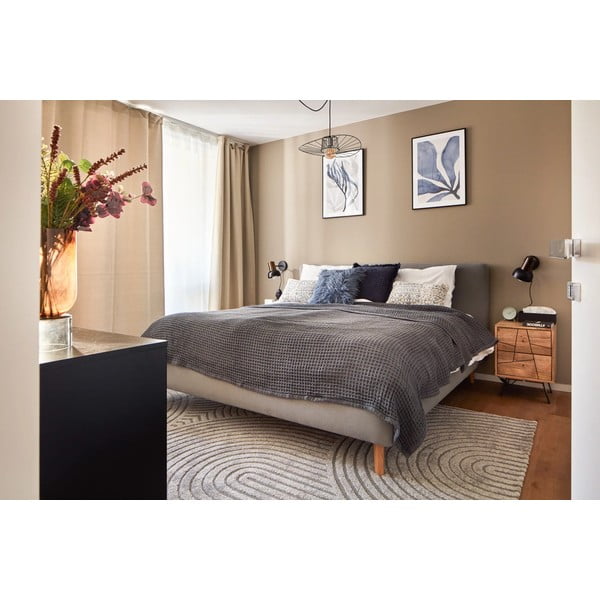 Šedá čalouněná dvoulůžková postel bez roštu 180x200 cm Mattis – Meise Möbel-image-1