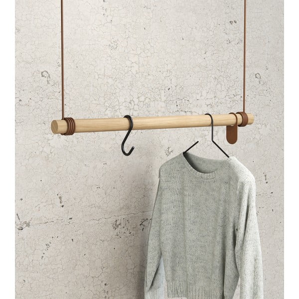 Nástěnný věšák z dubového dřeva v přírodní barvě 80 cm Swing M – LIND DNA-image-2