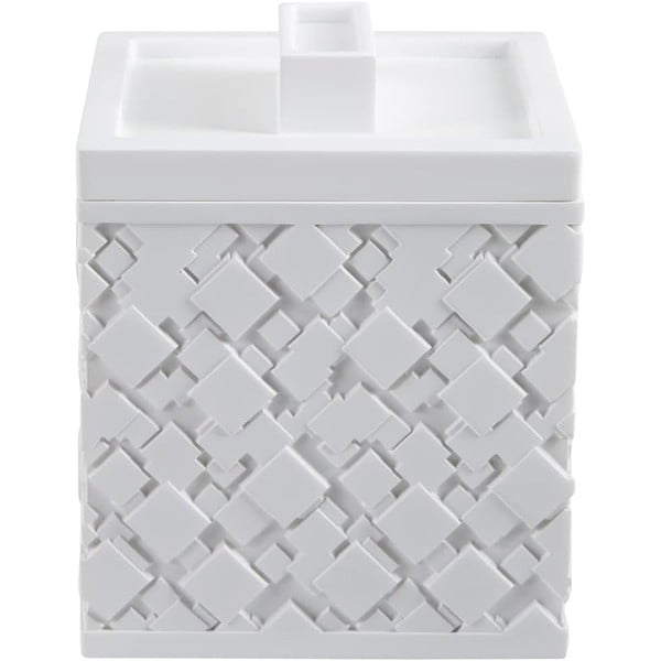 Bílý koupelnový organizér na vatové tampony z polyresinu Agda – Spirella