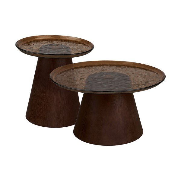Tmavě hnědý kulatý konferenční stolek se skleněnou deskou ø 80 cm Orvieto – House Nordic-image-4