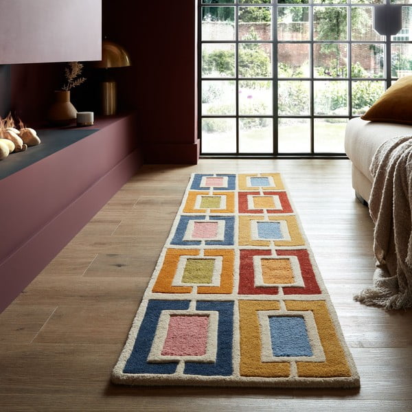 Ručně tkaný vlněný běhoun 60x230 cm Retro Blocks – Flair Rugs-image-1