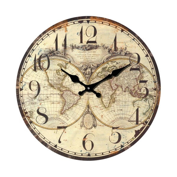 Skleněné hodiny Svět, 34 cm