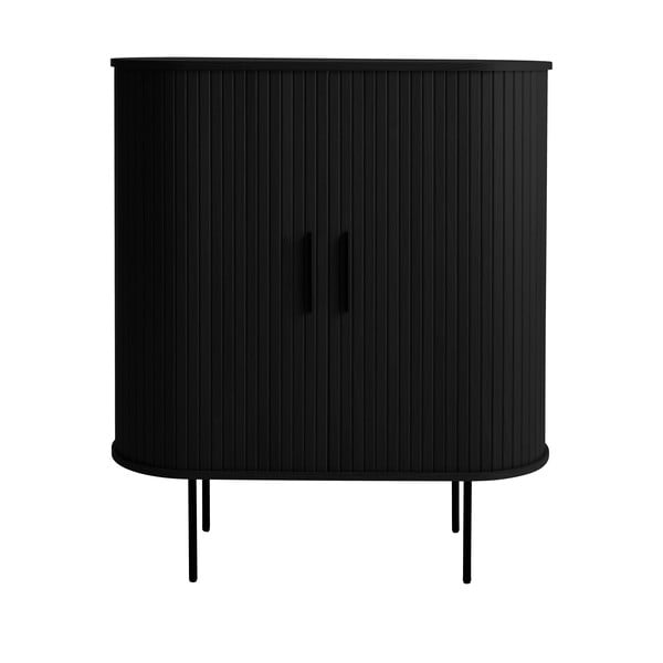 Černá vinotéka v dekoru dubu s posuvnými dveřmi 100x118x40 cm Nola – Unique Furniture