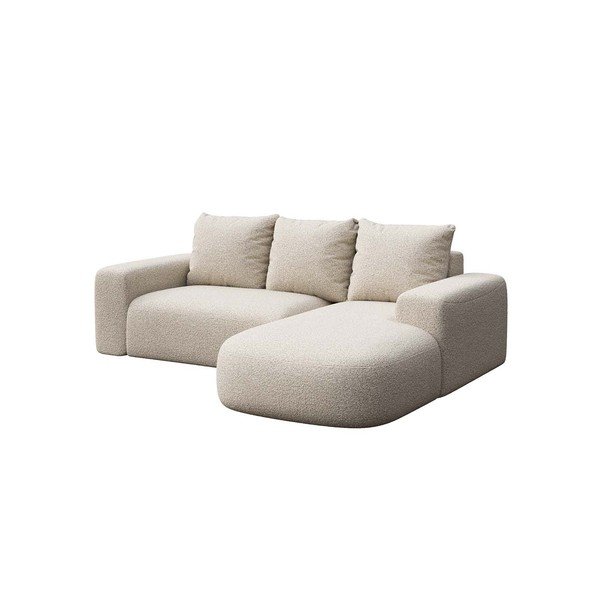 Krémová rohová pohovka z textilie bouclé (pravý roh) Feiro – MESONICA-image-2