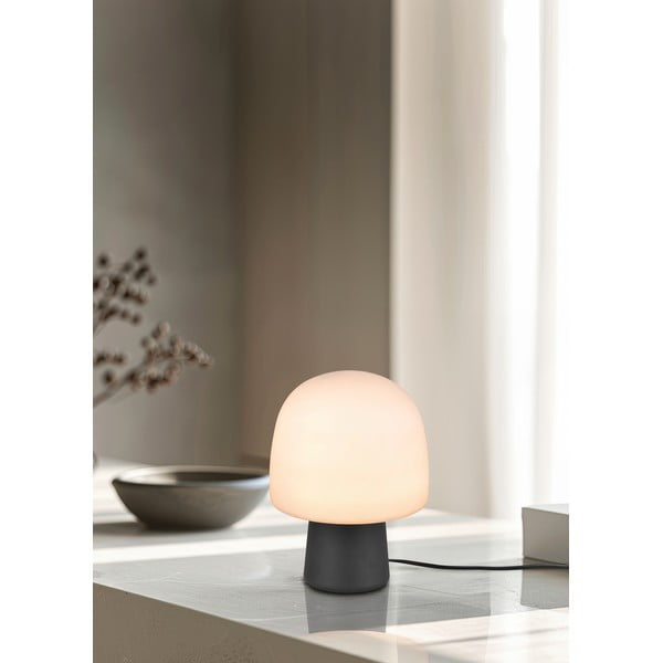 Černo-bílá stolní lampa se skleněným stínidlem (výška 27 cm) Steen – Trio-image-1