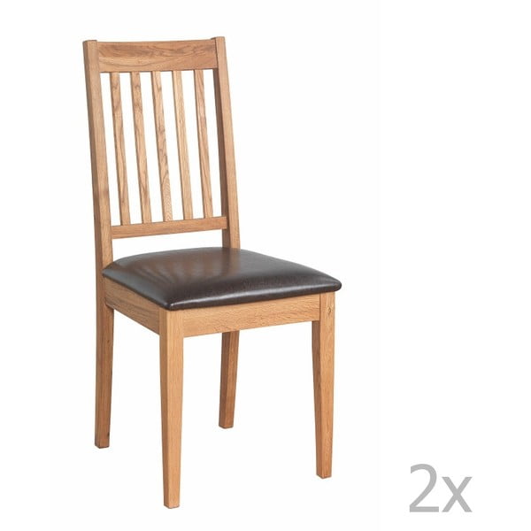 Sada 2 přírodních židlí z dubového dřeva  Folke Ella