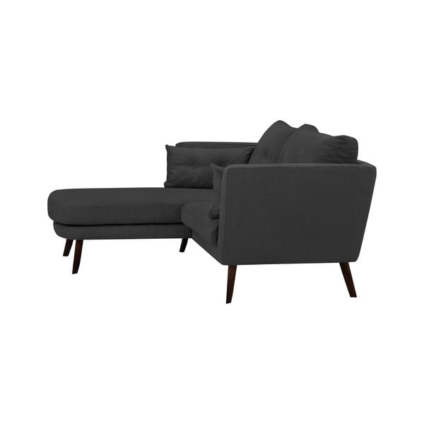 Tmavě šedá třímístná pohovka Mazzini Sofas Elena, s lenoškou na levém rohu-image-4