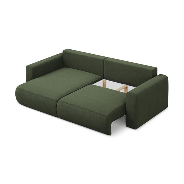 Khaki rozkládací/s úložným prostorem rohová pohovka (levý roh/s lenoškou) Kapua – Makamii-image-3