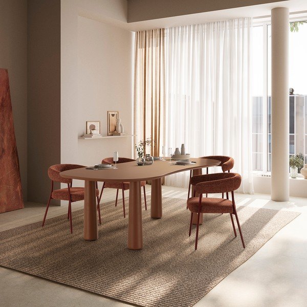 Čalouněná jídelní křesla v sadě 2 ks s područkami v terakotové barvě Yuri – MOME-image-1