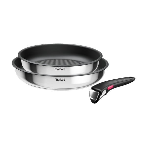 Nerezové pánve s nepřilnavým povrchem a odnímatelnou rukojetí v sadě 2 ks ø 26 cm INGENIO Cook Eat L8813S75 – Tefal